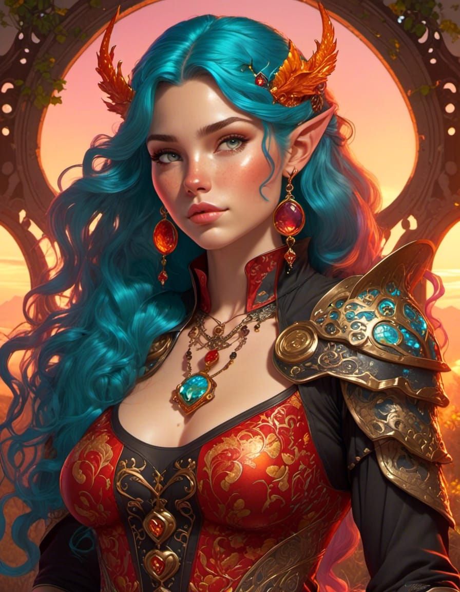 Freckled Warrior Woman in Comic Book Style