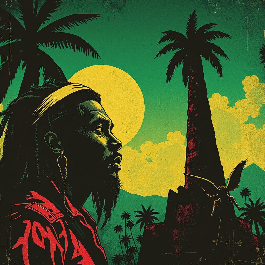 Retro Jamaican Brutalist Propaganda Poster Art