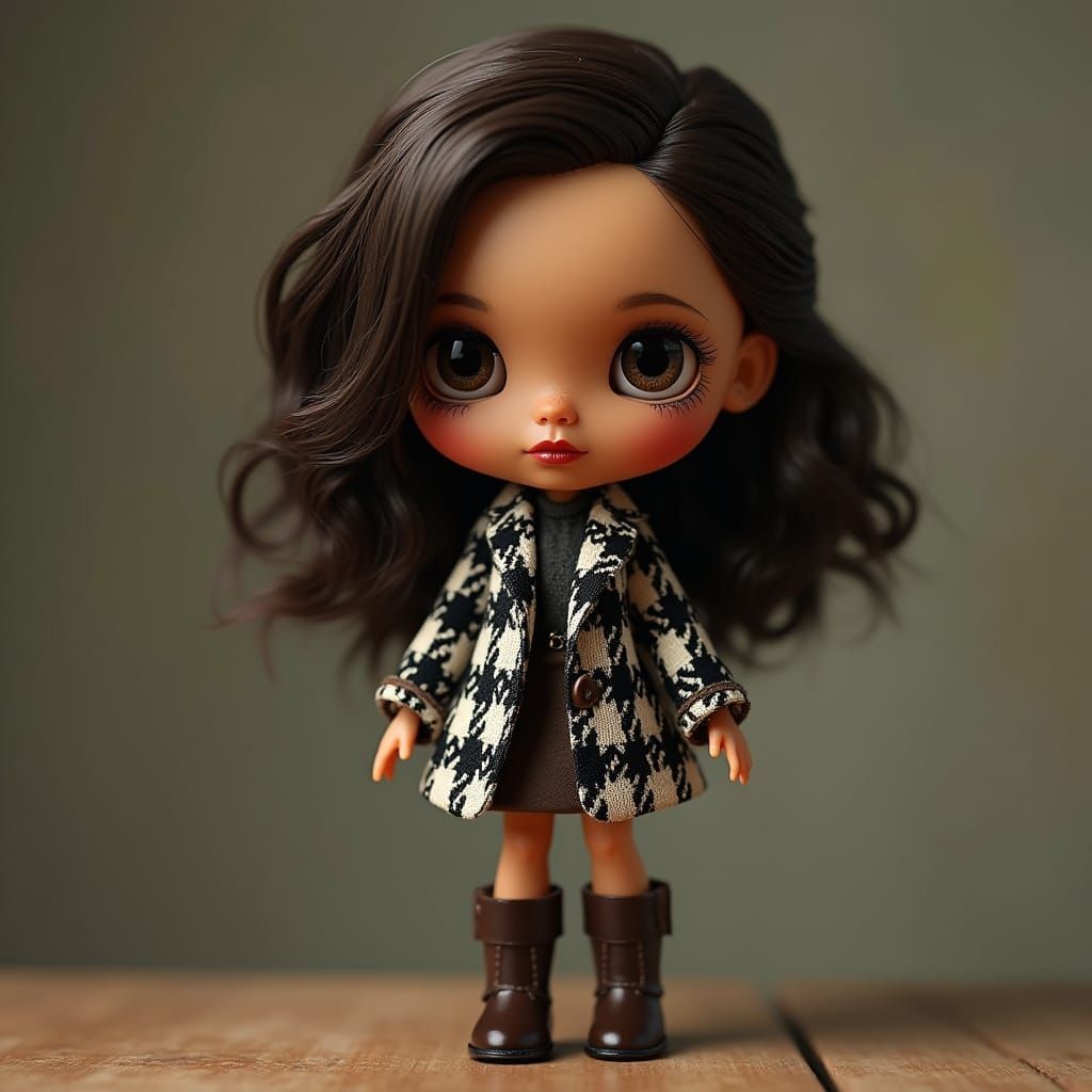 Mini Blythe Doll in Detailed Matte Painting Style