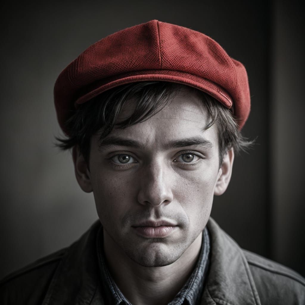 Holden Caulfield in Red Hunting Hat, Classic Book Cover Art