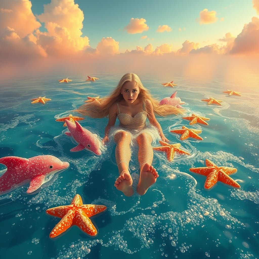 Dreamlike Soda Sea with Candy Creatures