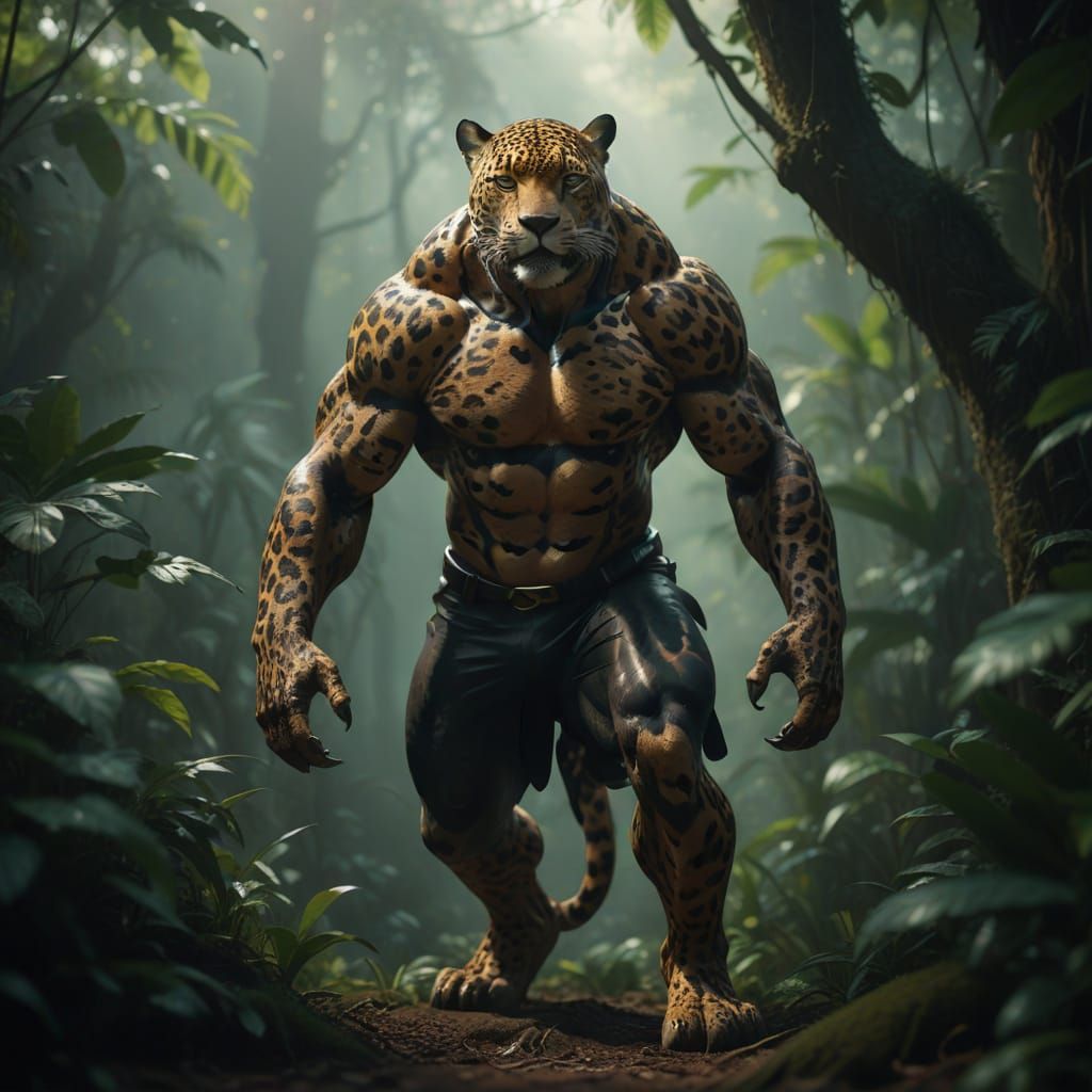 Muscular Jaguar Emerges from Tropical Shadows