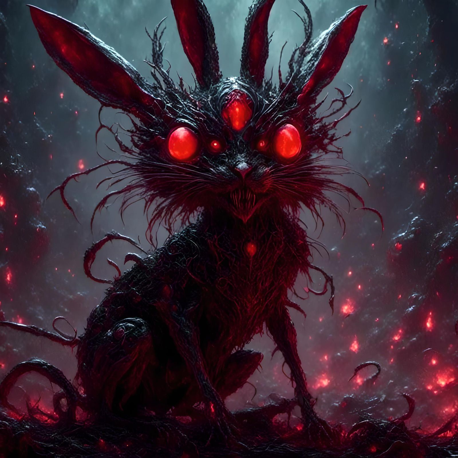 Creepy Red-Eyed Jackrabbit with Gangly Legs