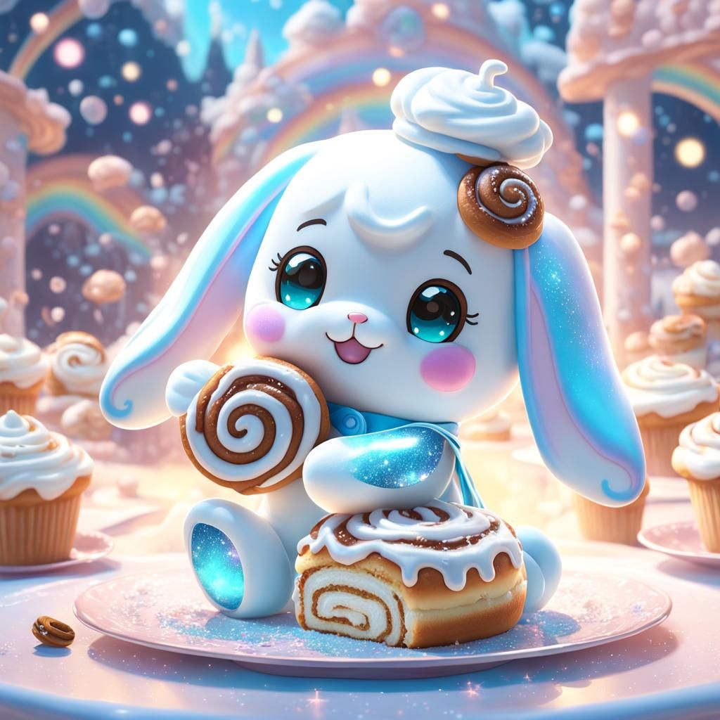Cute Cinnamoroll with Cinnamon Rolls, Pastel Colors