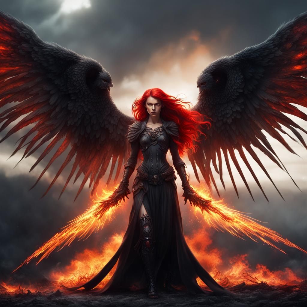 Epic Angel of Death with Fire Wings