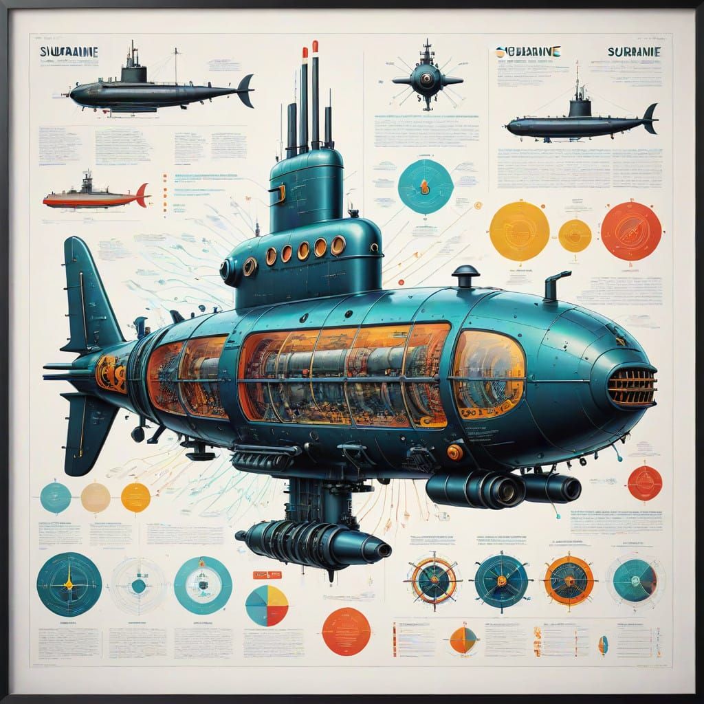Stunning Anatomical Diagram of a Submarine in Vibrant Color
