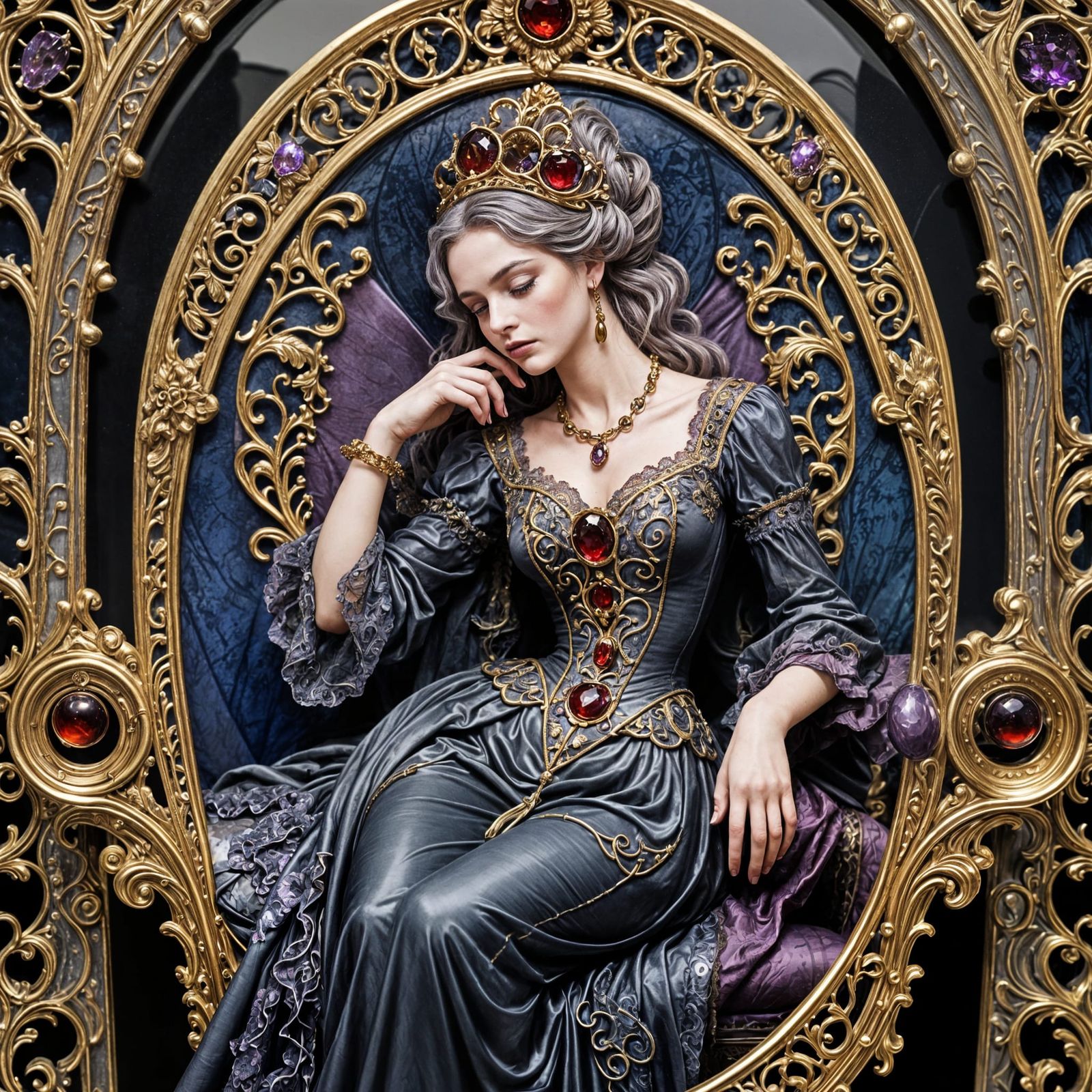 Gothic Victorian Murano Glass Figurine of Reclining Woman