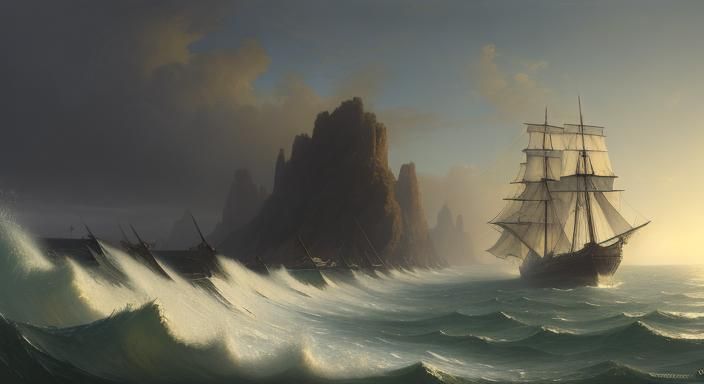 Dramatic Seascape Inspired by Romanticism