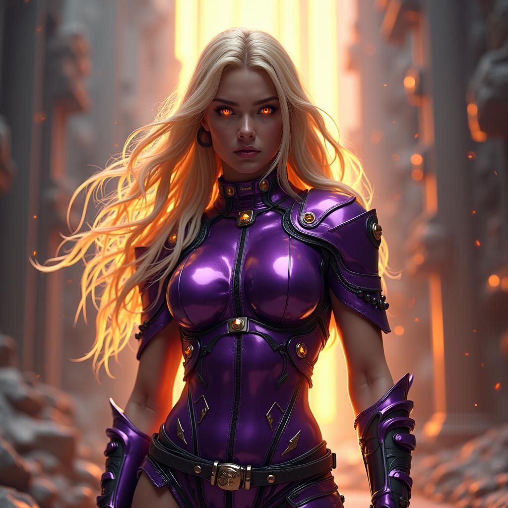 Barbarian Woman in Latex Armor, Dystopian Sci-Fi Masterpiece