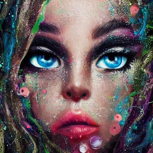 Rose Covered Eye in Hyperrealistic Splash Art