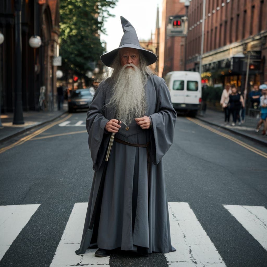 Ian McKellen as Gandalf the Grey Crossing Guard at Abbey Roa...