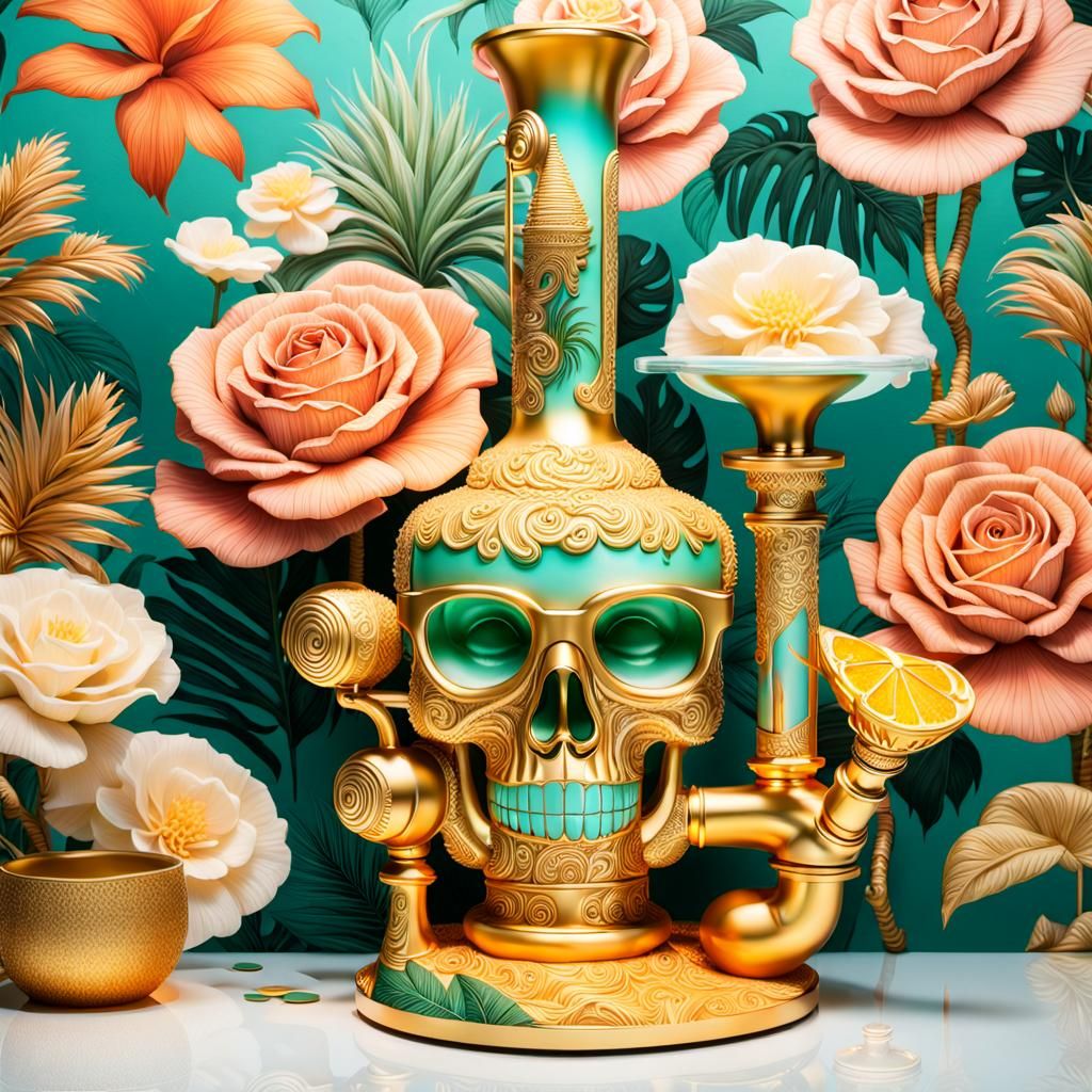 Golden Girls Inspired Surreal Bong with Vivid Colors