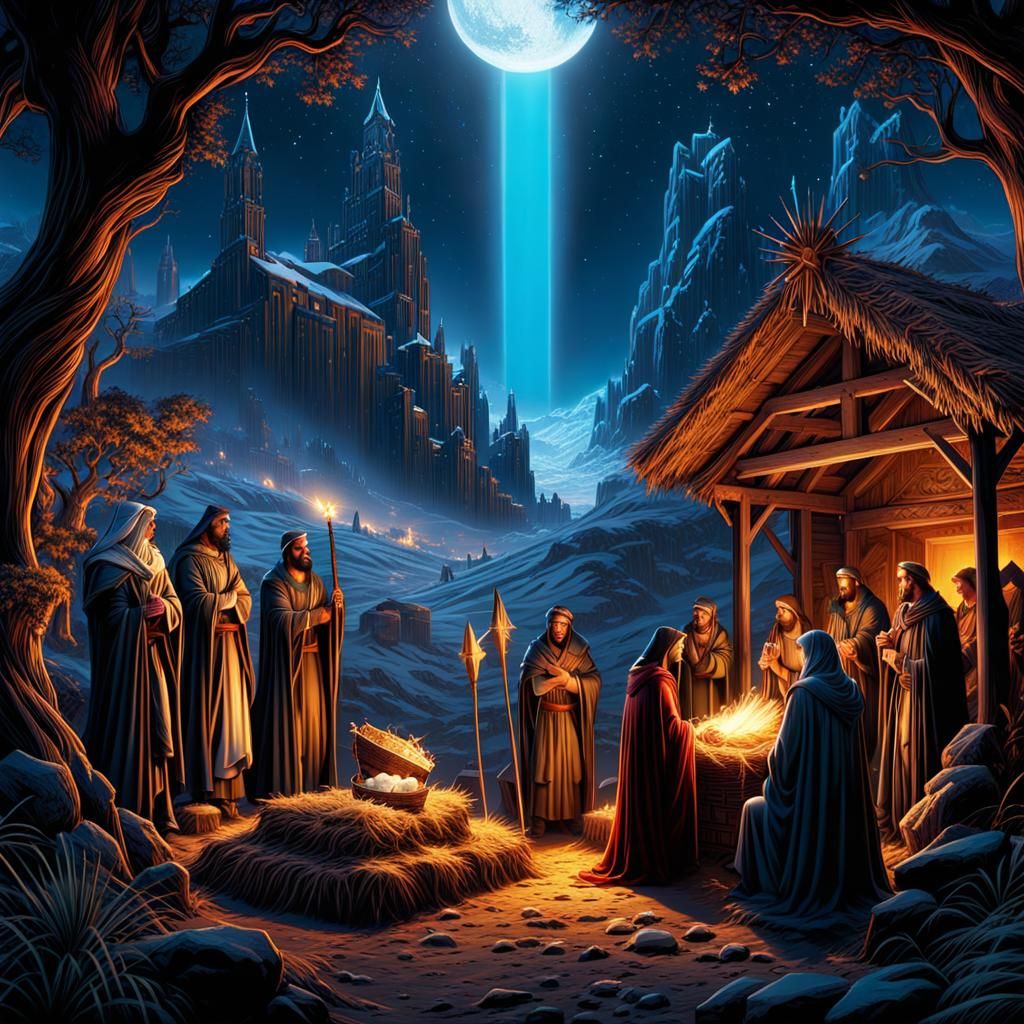 Dramatic Nativity Scene Digital Matte Painting