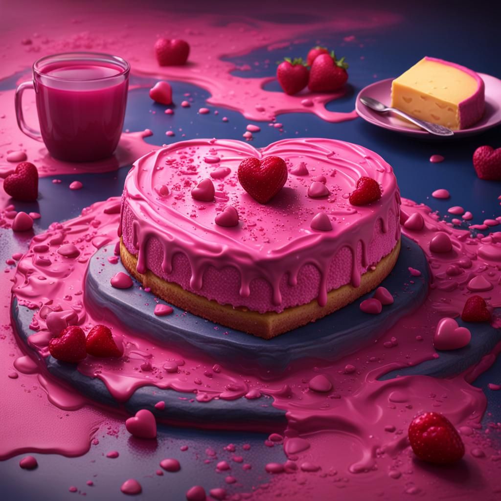 Pink Heart Cheesecake: Detailed Fantasy Concept Art