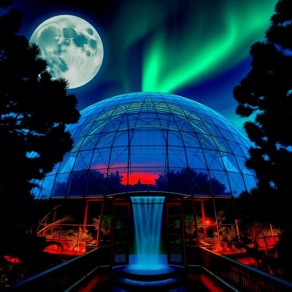Surreal Glass Dome Planet Earth 2.0 with Majestic White Moon