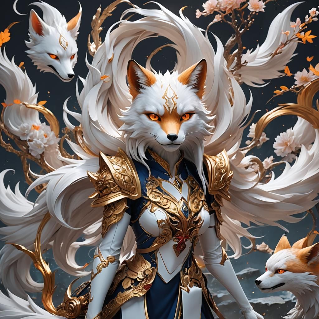 Beautiful Nine-Tailed Fox in 3D Anime Art