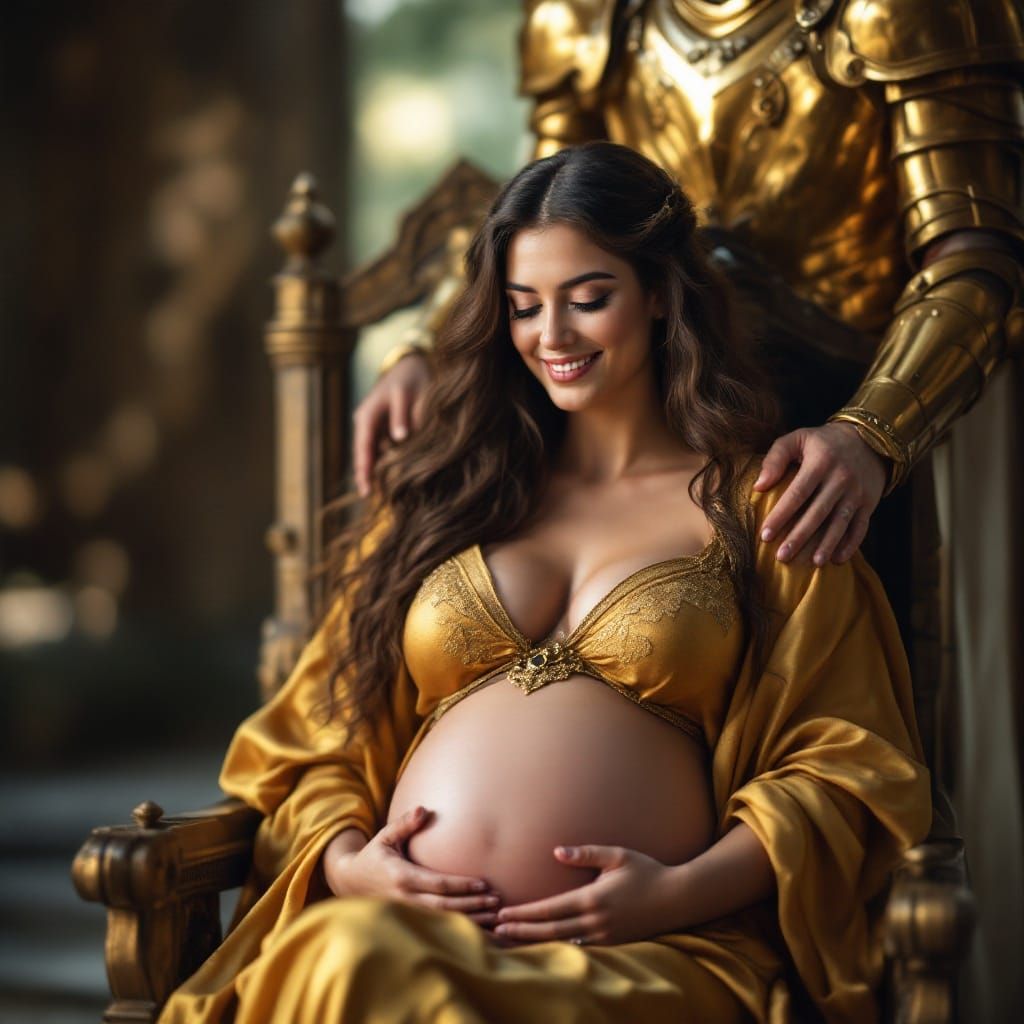 Regal Expectant Mother Radiates Peace and Happiness
