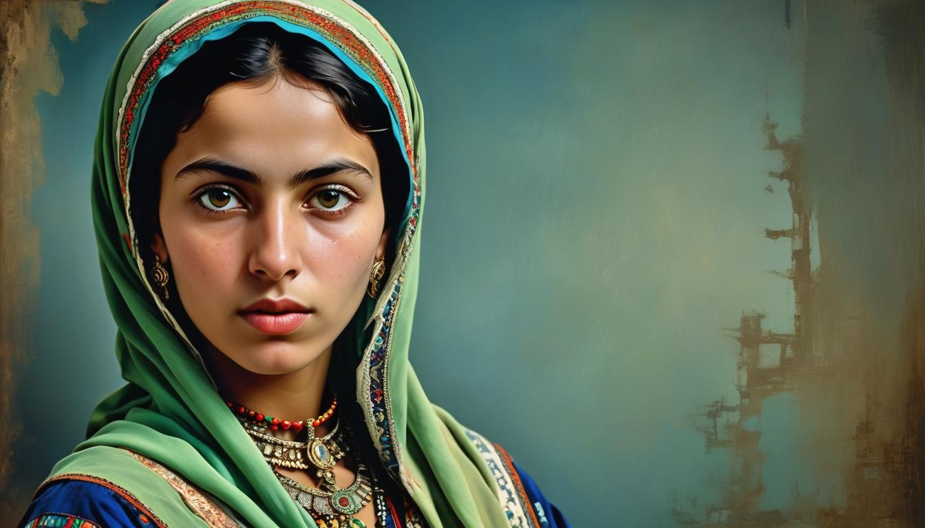 Algerian Woman Portrait in 19th Century Abstract Style