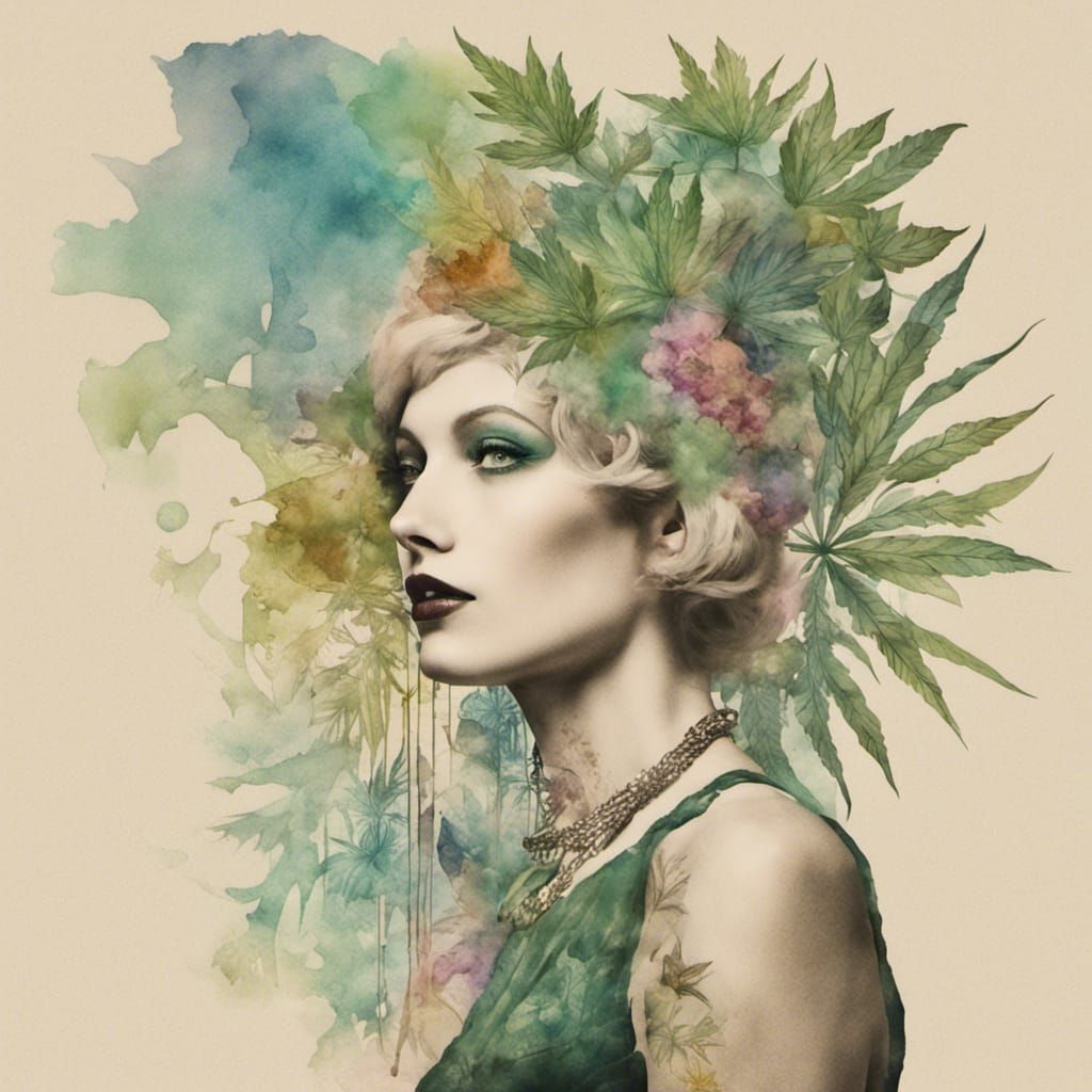 Surreal Collage Portrait of 1920s Woman