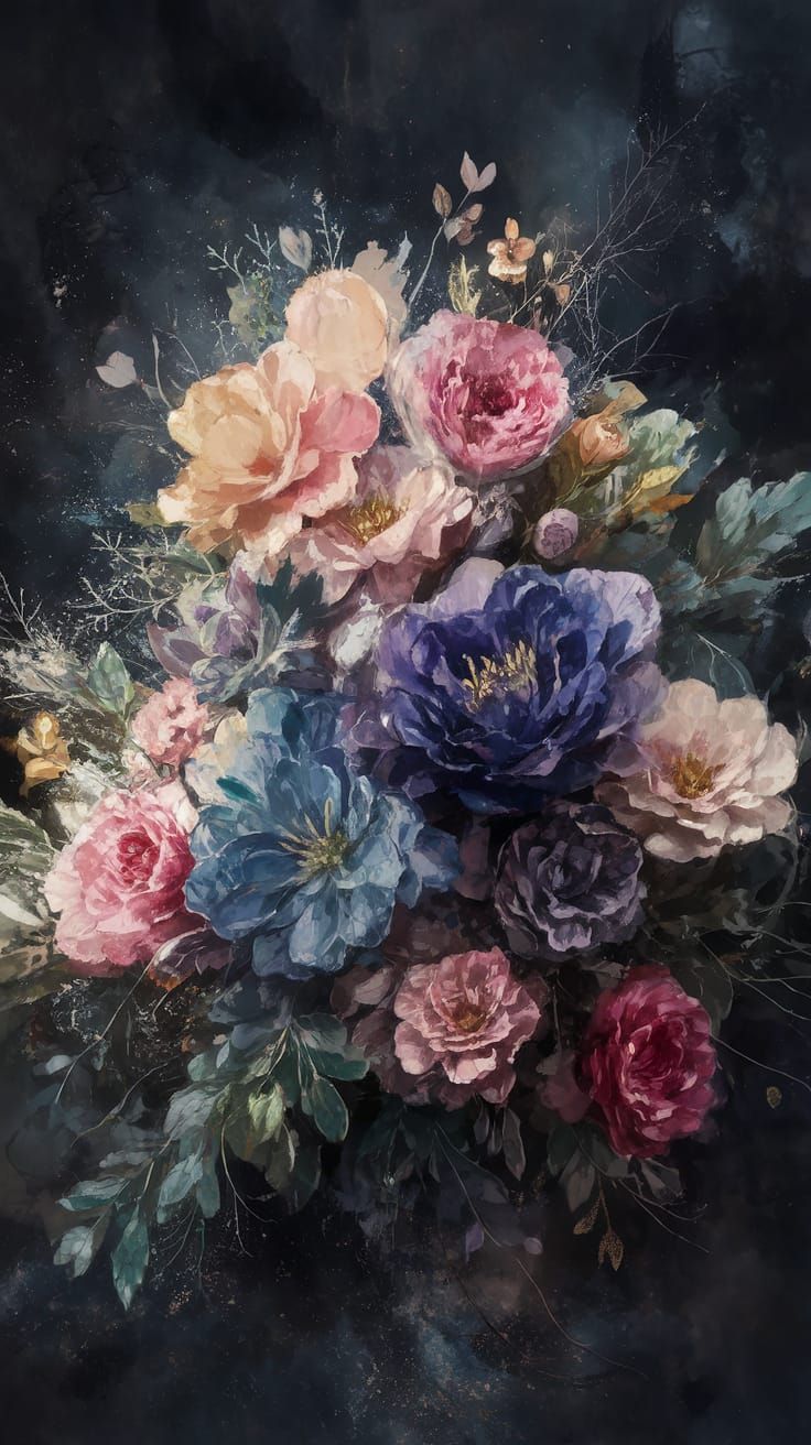 Ethereal Royal Bloom in Deep Indigo