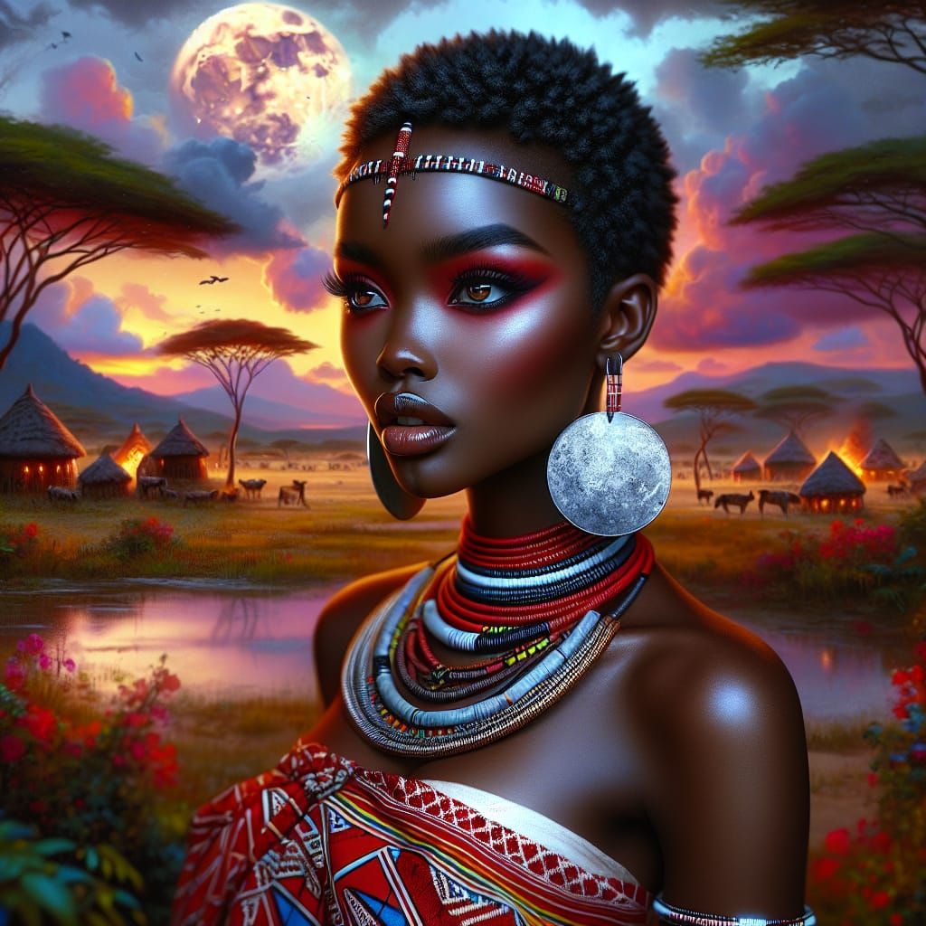 Kenyan Moon Goddess Arawa in Candyland Wonderland