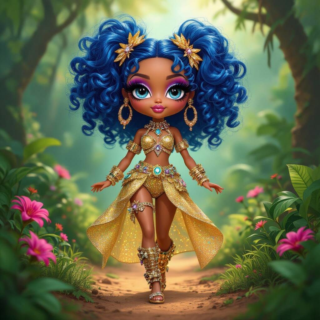 Bratz Doll Fashionista in Rainforest, Digital Art