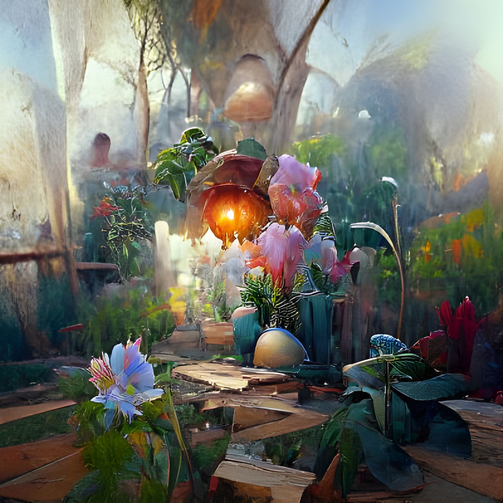 Ethereal Secret Garden: Watercolor and Oil Painting
