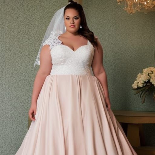 Plus Size Wedding Dress Fashion Sketch in Digital Style