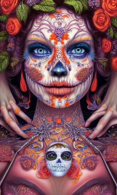 Intricate Catrina Portrait in Oil Painting Style