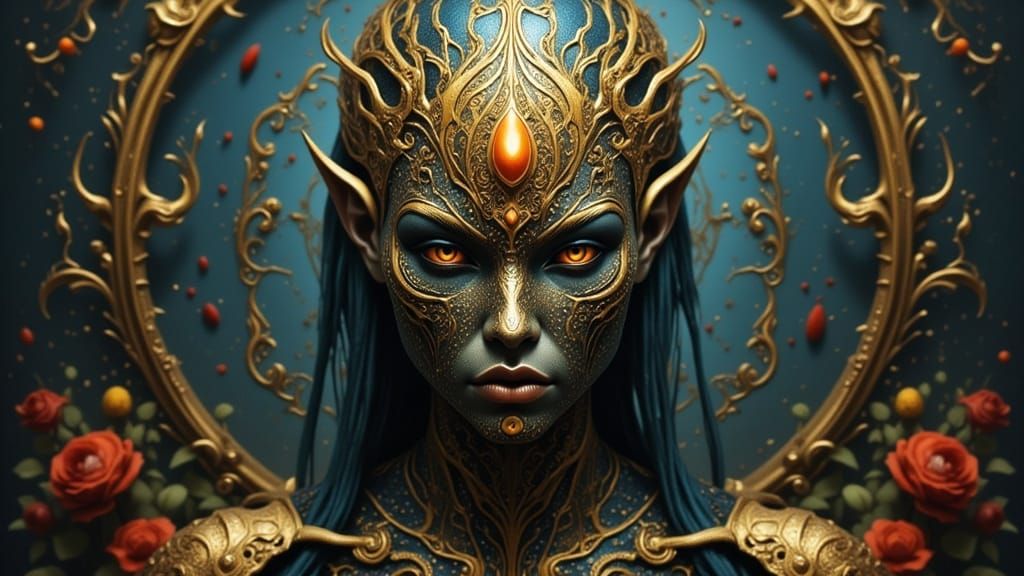 Alien Mandala Portrait in Intricate Concept Art Style