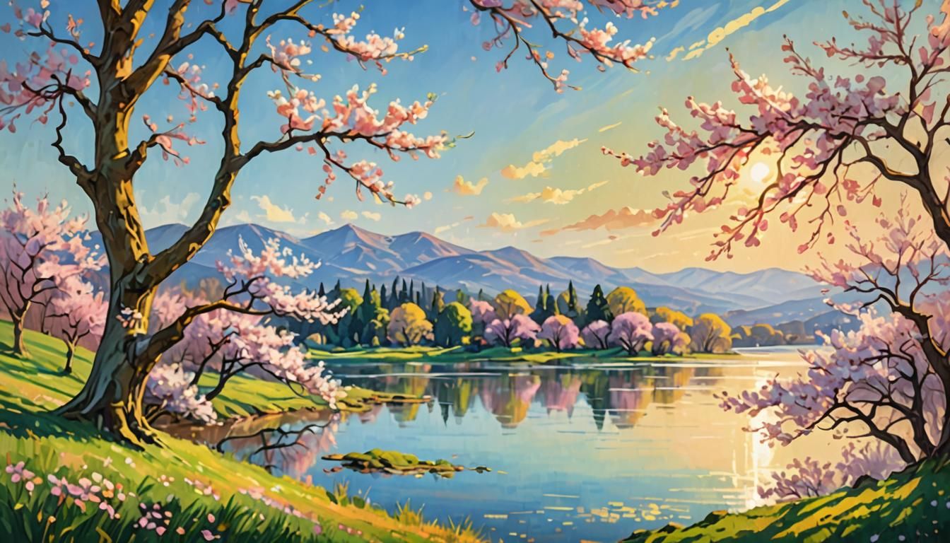 Spring Landscape in Impressionist Digital Painting