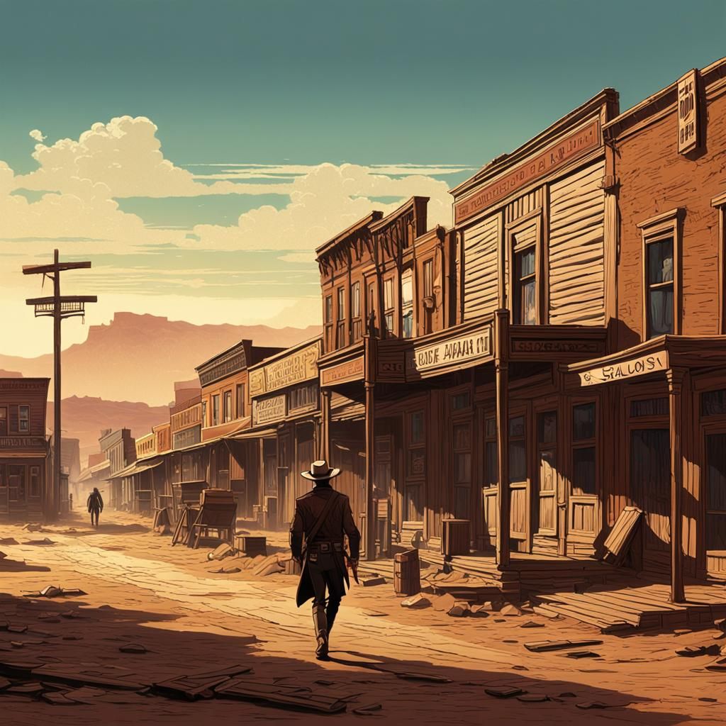 Old West Town: Matte Painting with Sci-Fi Elements