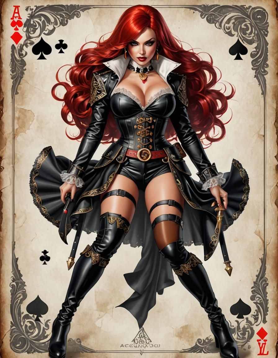 Ace of Spades Pinup Girl in Hyperrealistic Style