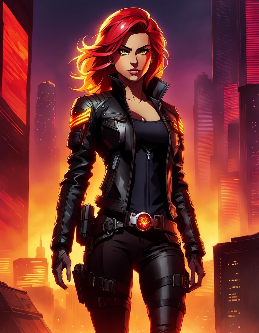 Cyberpunk Tactical Operative in Sunset Light