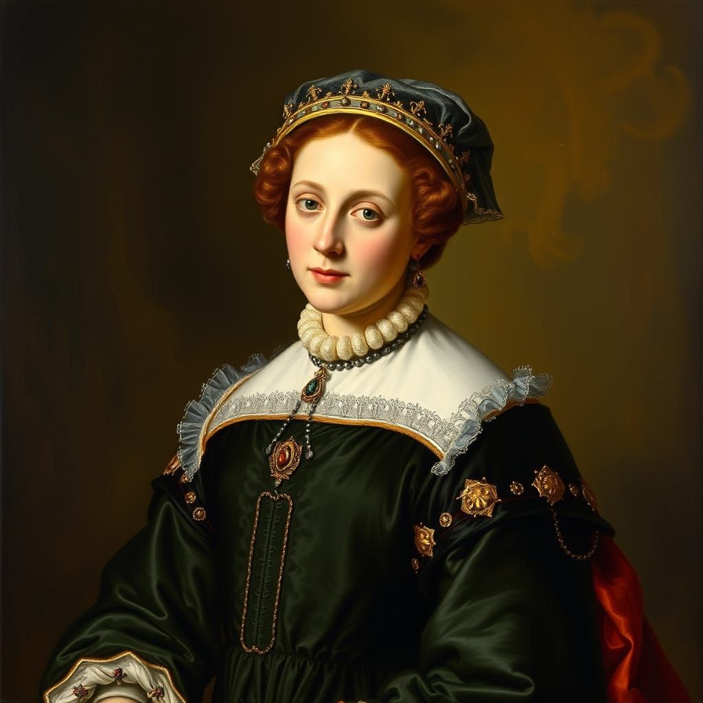Portrait of a Young Woman in Baroque Rococo Style