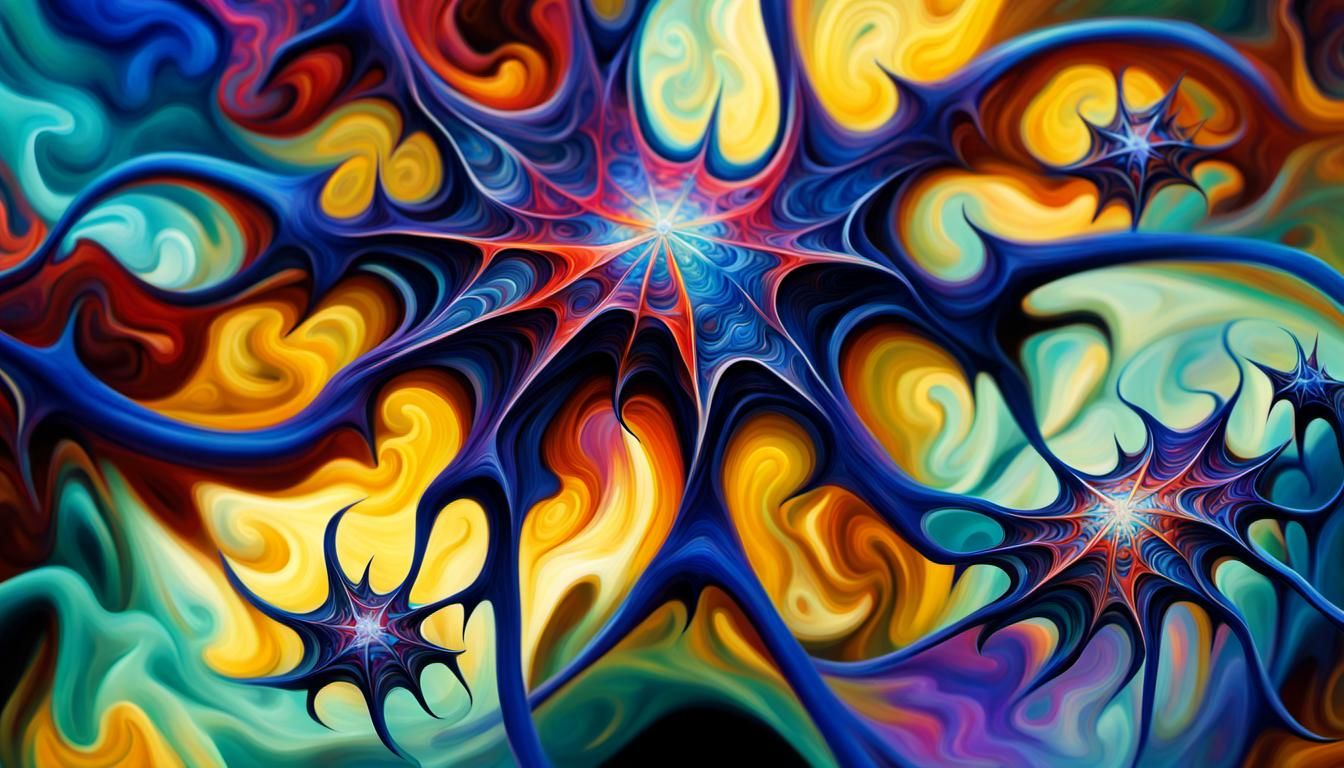 Vivid Spidery Stars in Abstract Impasto Oil