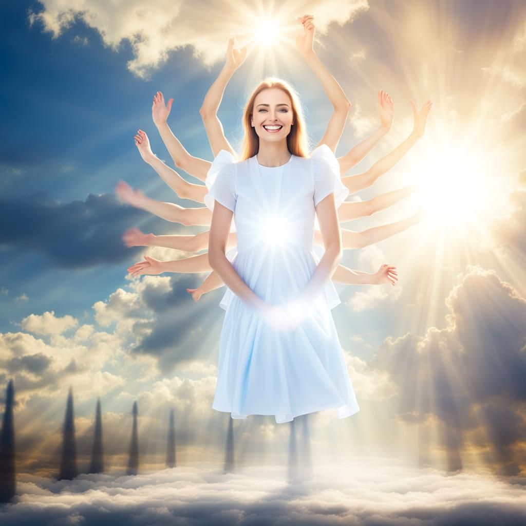 Smiling Girl in Heavenly Sunshine