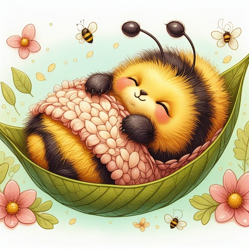 A bumblebee sleeps