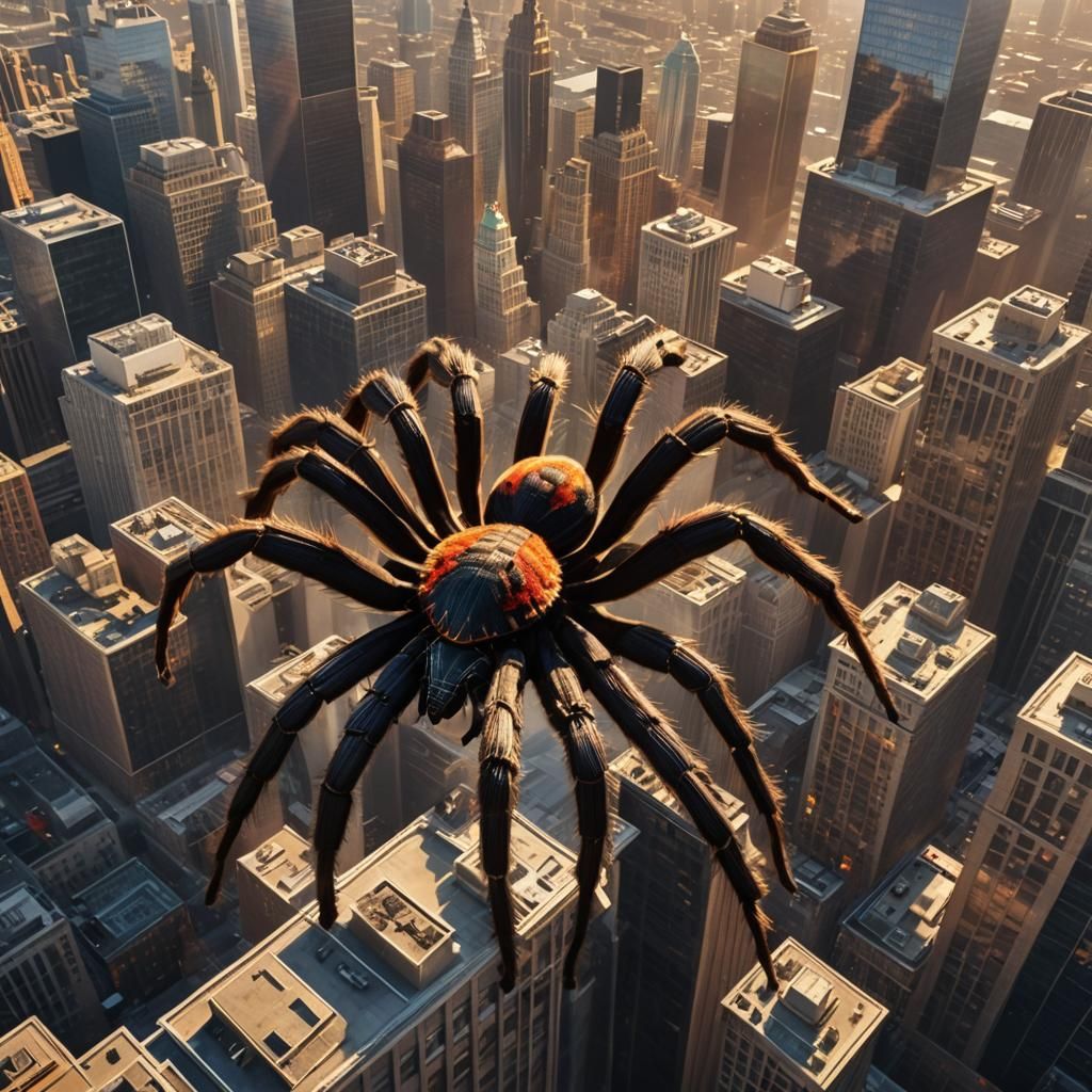 Gargantuan Tarantula Dominates New York in Surrealist Style