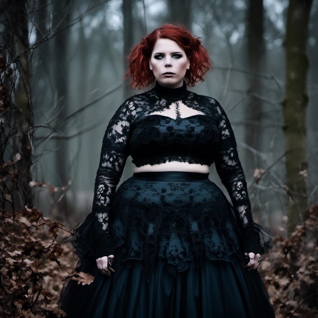 Goth Fairy with Tattoos in Enchanted Forest