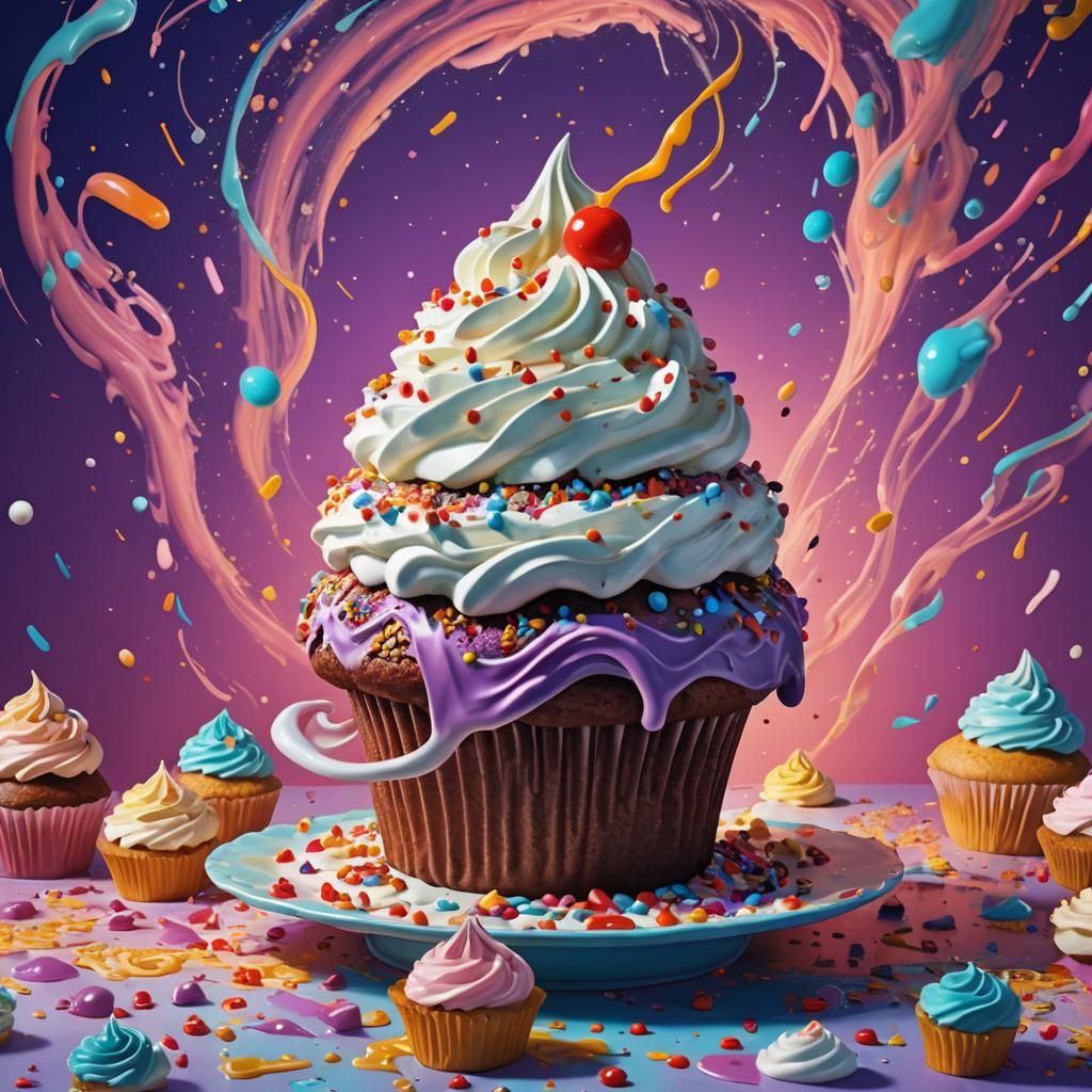 Giant Cupcake with Frogola Cream in Fantasy Art