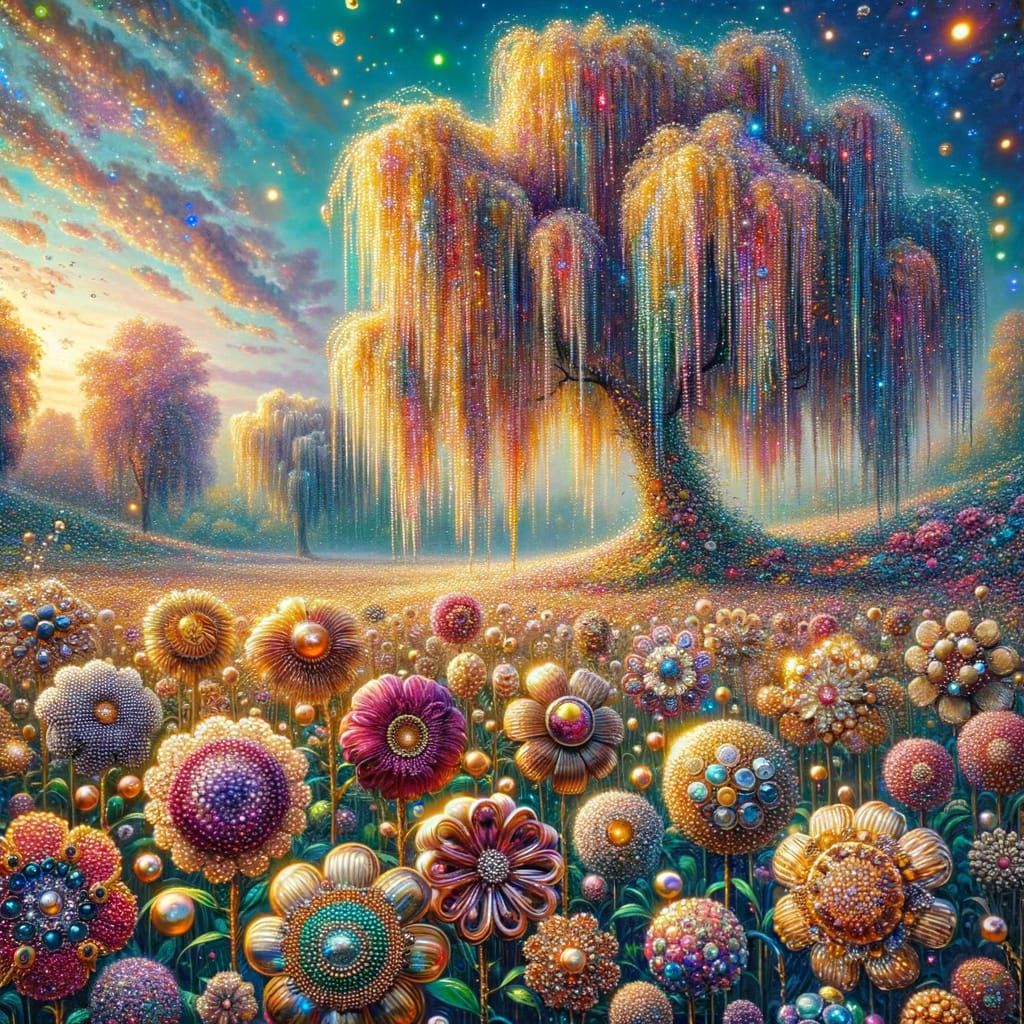 Vibrant Street Art Field of Glimmering Costume Jewelry