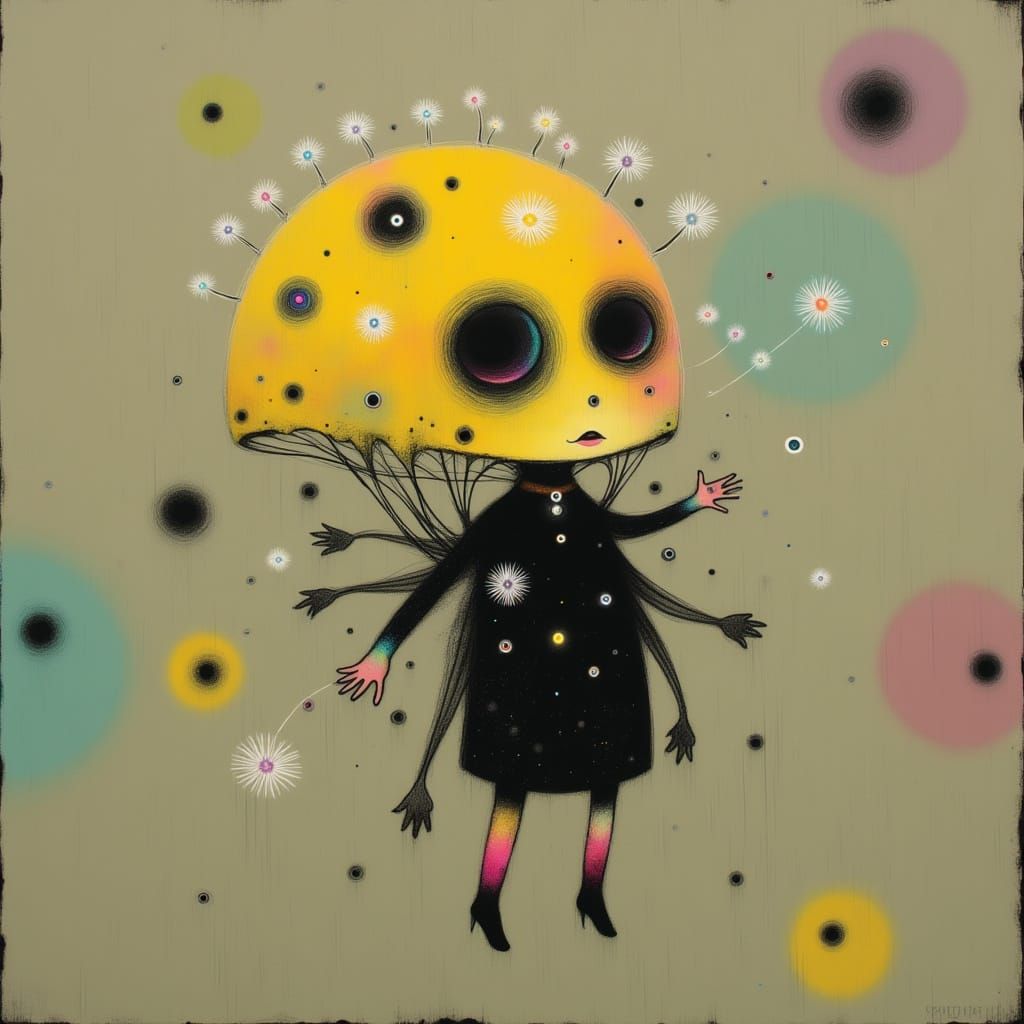 Jumping Spider Parachuting with Dandelion Seeds