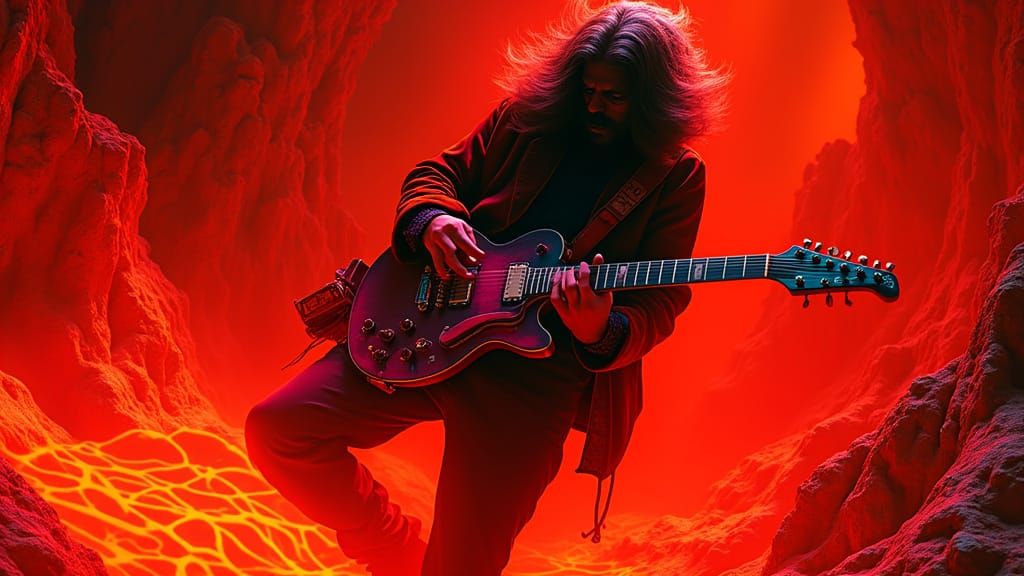 Psychedelic Prog-Rock Band Live in Surreal Landscape