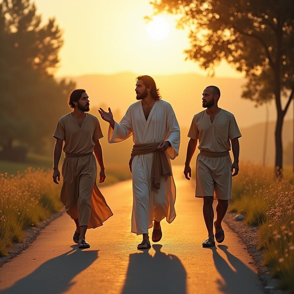 Jesus and Disciples on Road to Emmaus
