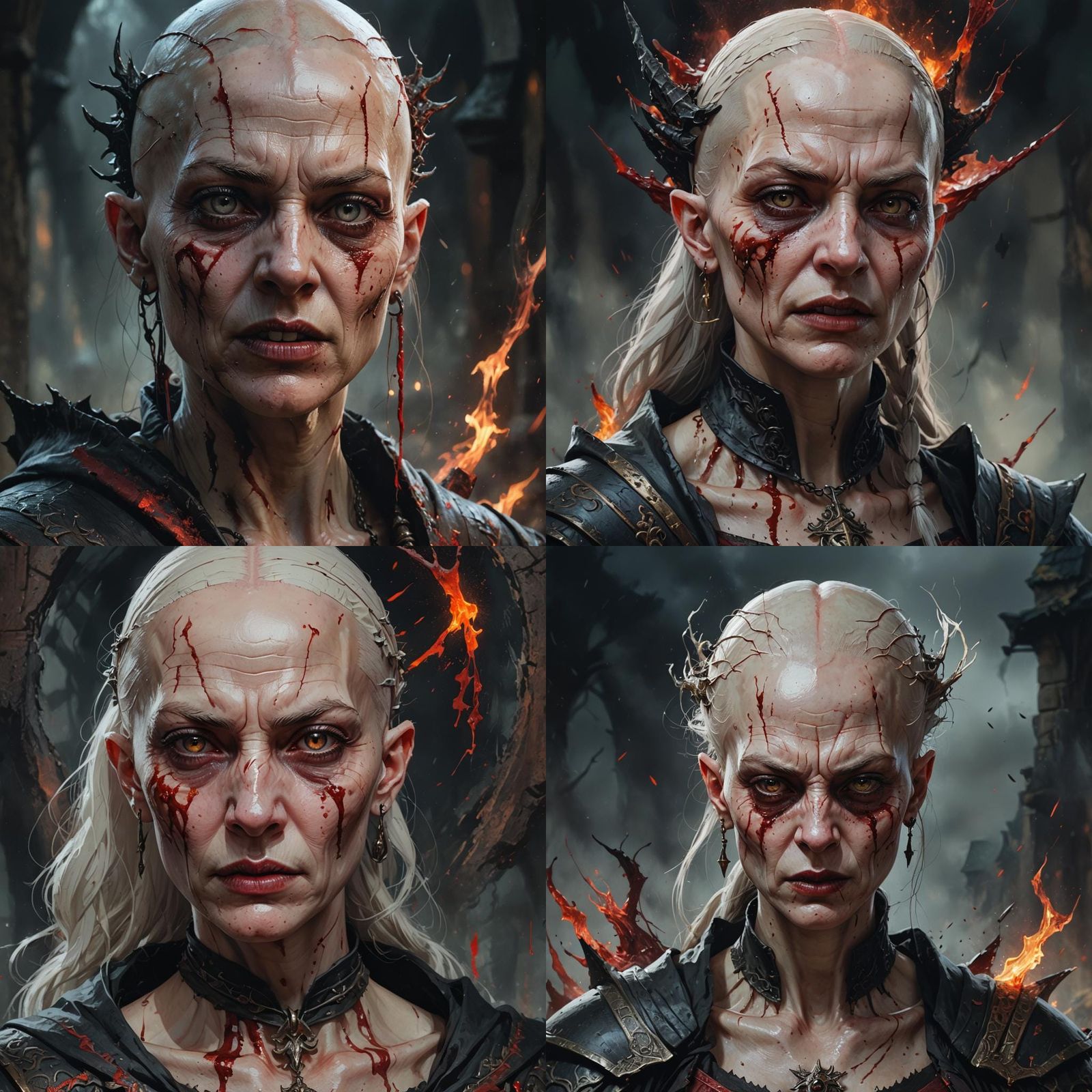 Pale Bald Woman: Dark Fantasy Concept Art