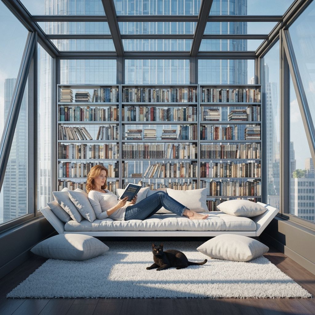 Cozy Reading Nook in Skyscraper Penthouse
