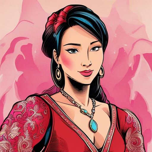 Ethereal Sci-Fi Princess Mulan in Warm Colors