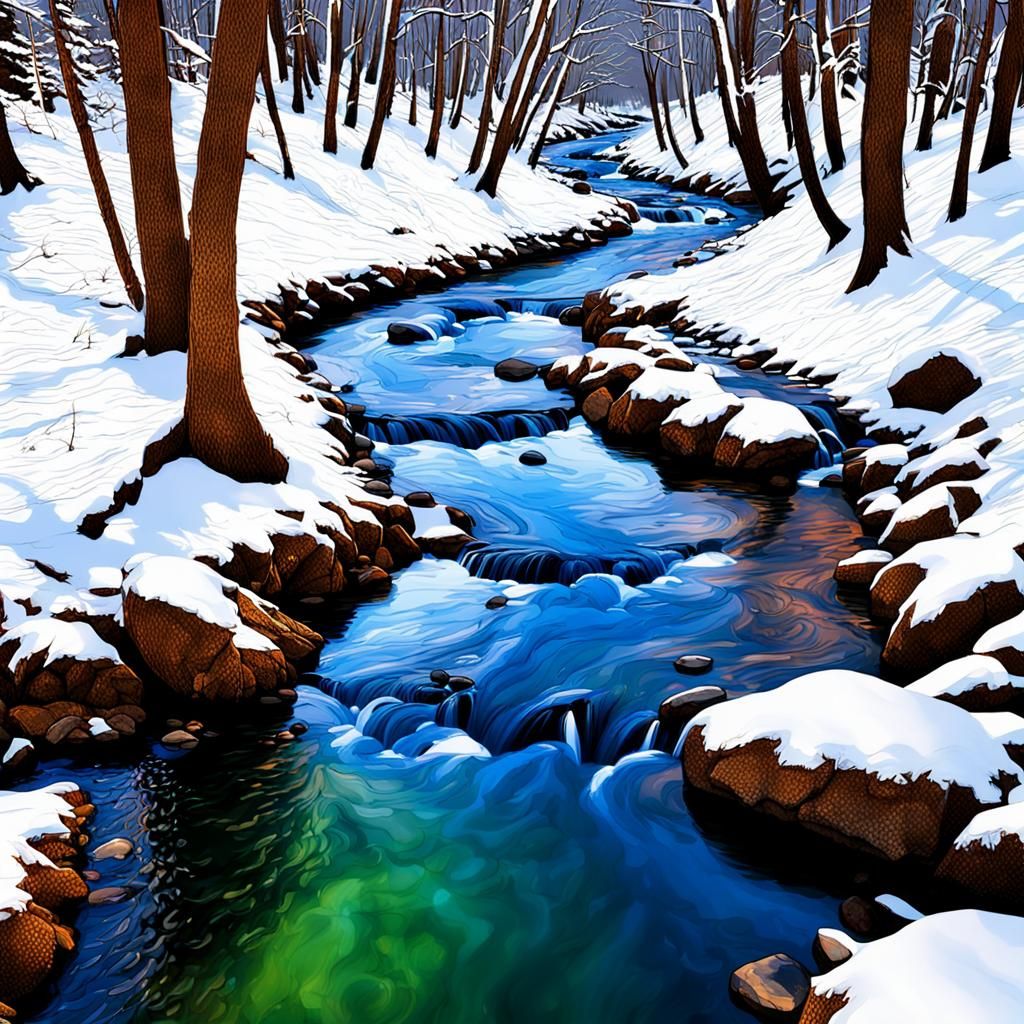 Stunning Winter Stream in a Pristine Landscape