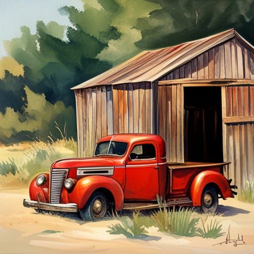 AI Generated Image of Several Old Trucks